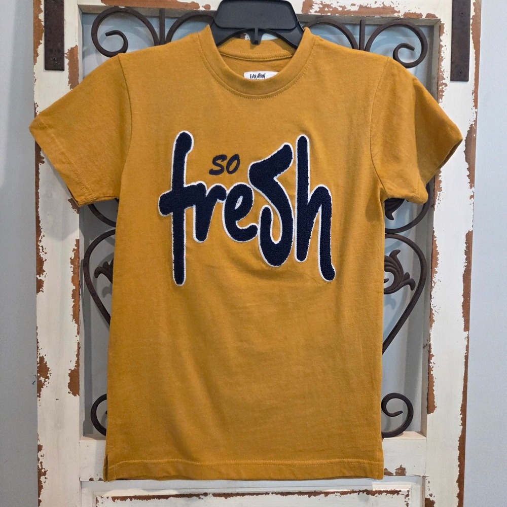 Evolution In Design Boys So Fresh So Clean Graphic Tee Shirt Yellow Timber S 8
